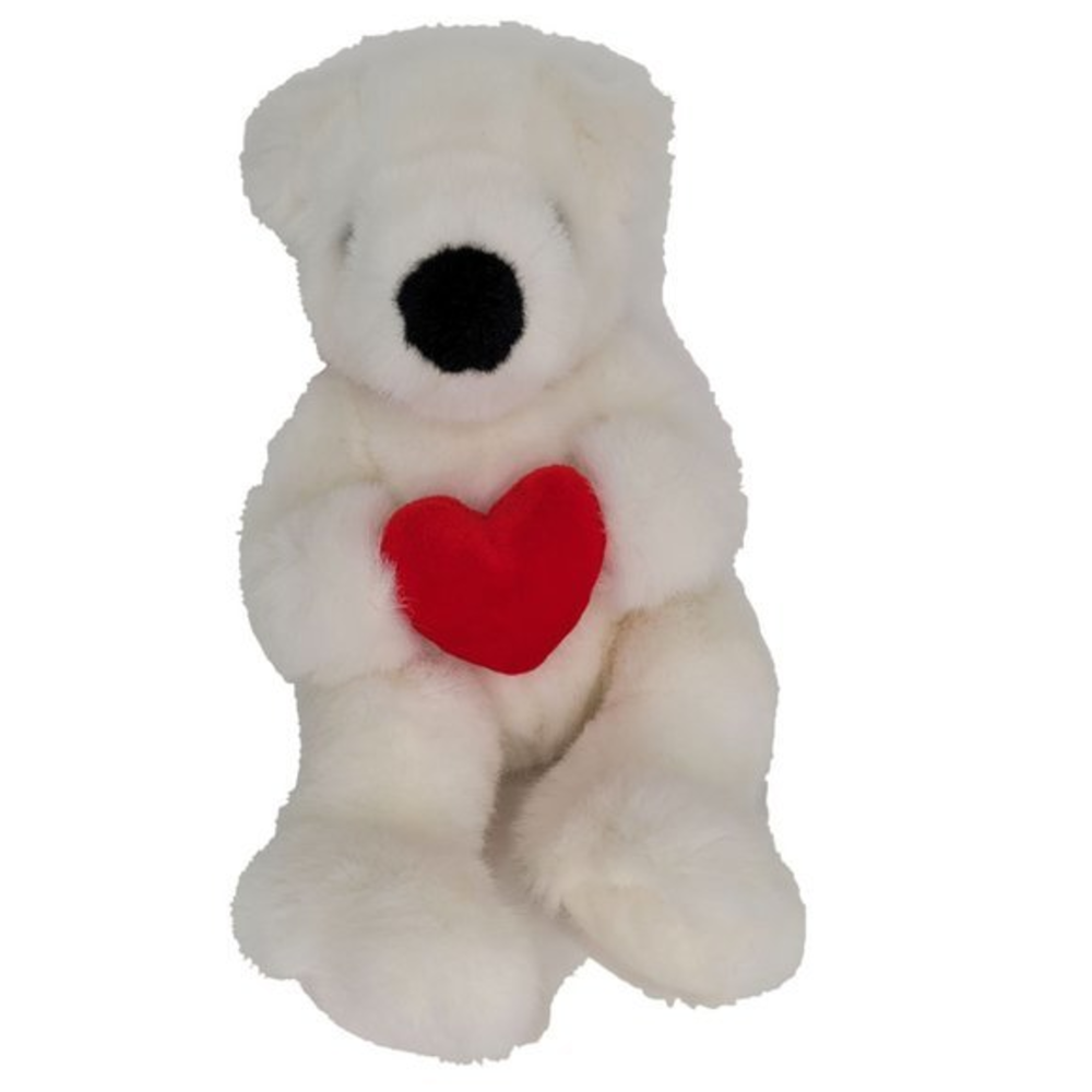 TY Beanie Buddies 15in White Bear Romeo 1997 Plush Red Heart Bow‎